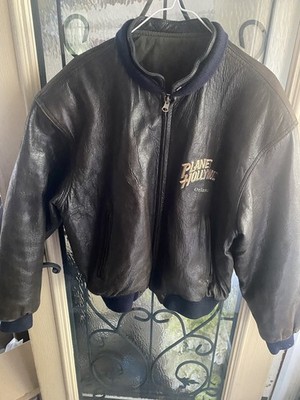 Vintage Planet Hollywood Leather Jacket Mens Size S Brown
