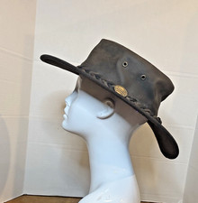 BARMAH 1022 Squashy Bronco Large Brown Australia Kangaroo Leather Hat Vintage