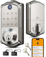 Fingerprint Smart Door Lock, App Control, Keyless Entry, Auto Lock, Satin Nickel