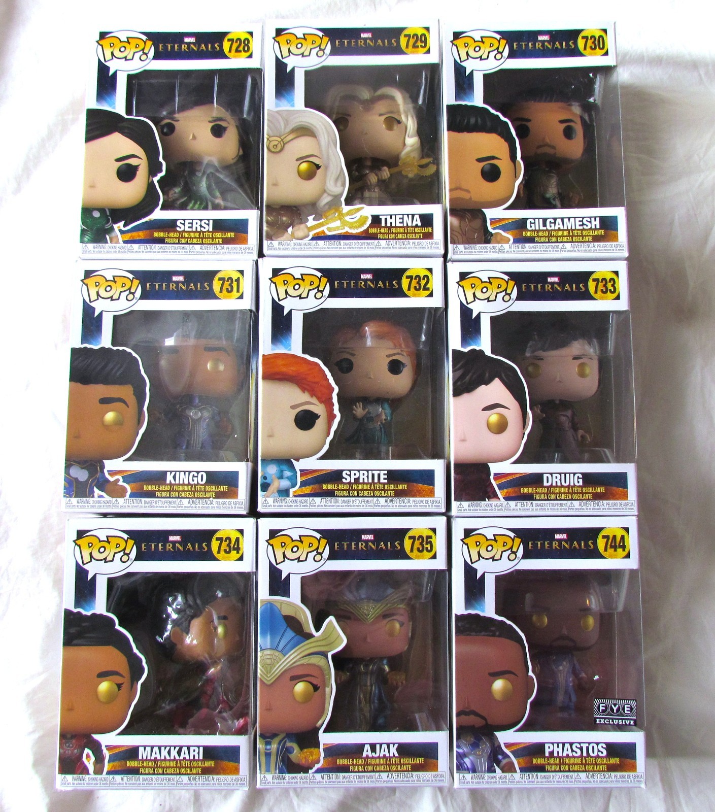 Lot of 9 MARVEL Eternals Funko POP Figures ~ Sersi Thena Kingo Druig Sprite Ajak