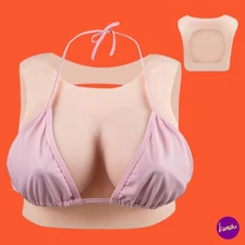 CYOMI Unisex Silicone Breastplate, Hollow Back Round Collar, Beige, C Cup
