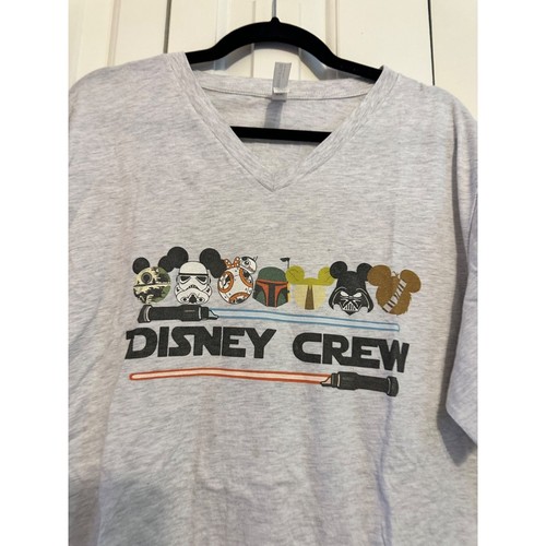 Disney Crew Star Wars Graphic V-Neck T-Shirt 2XL Bella + Canvas Cotton Polyester - Picture 3 of 4