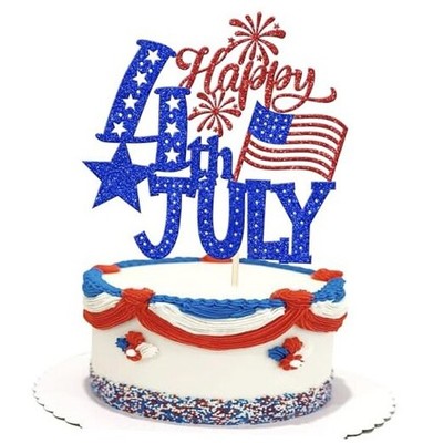 1 PCS 4th of July Birthday Cake Topper Glitter Firework Star USA Pattern 12 New