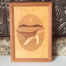 Hudson River Inlay Humpback Whale Signed Nelson Wood Art Decor