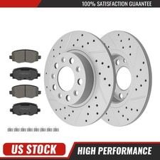 For Fiat 500x 2016-2023 Compass Renegade Rear Drilled Disc Rotors Brake Pads Set