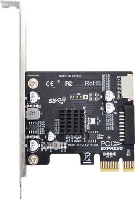 USB 3.1 Front Panel Socket PCI-E 1X Adapter 5Gbps für Motherboard 20Pin