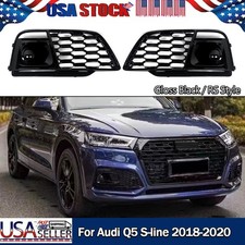 Front Fog Light Grille Covers With Acc For Audi Q5 S-line 2018-2020 Glossy Black Front Fog Light Grille Covers With Acc For Audi Q5 S-line 2018-2020 Glossy Black