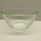 Pyrex Green Ribbed Glass Mixing Bowl 6 Cup Clear Serving Bowl Farmhouse 1.4 L