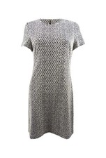 Calvin Klein Women's Jacquard Ponte-Knit Sheath Dress (10, Black/Cream) 😍15%OFF