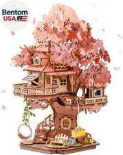 DIY Miniature House Kits Sakura Tree House 12" 3D Wooden Puzzles for Adults, Jap