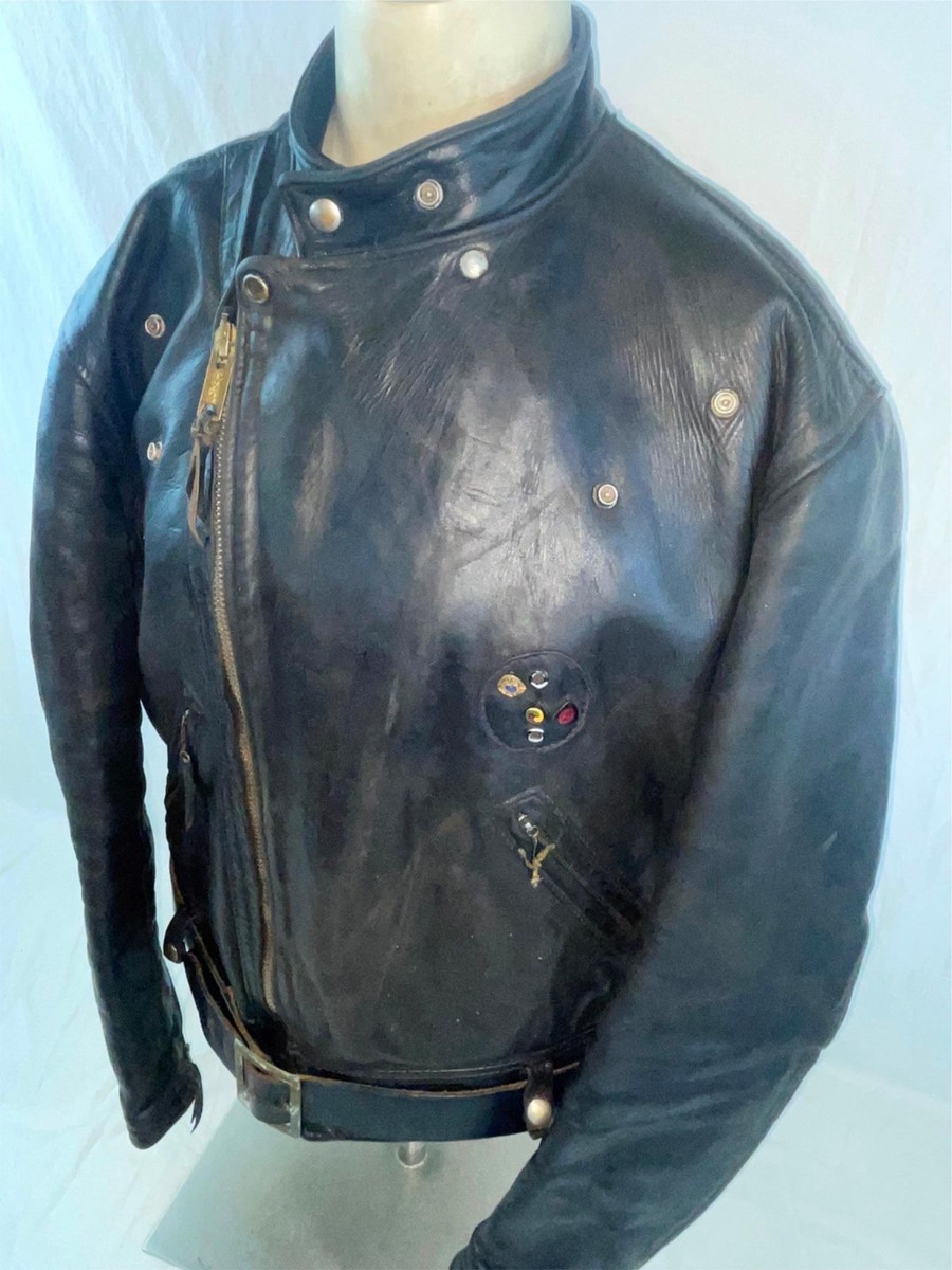 Leader LAG-53 Vintage Japan 極上 VTG 50S MEN 48 LANGLITZ GREEN LABEL DOUBLE RIDER LEATHER