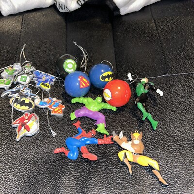 Lot of 14 DC / Marvel Ornaments,Batman, Hallmark Green Lantern,Wolverine & More