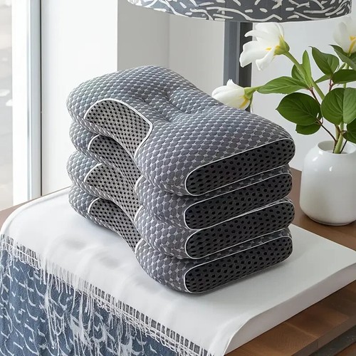 4 Stück Ergonomisches Orthopädisches Kontur Gestricktes Massagekissen Schlaf Nacken Grau Grey - Bild 2 von 7