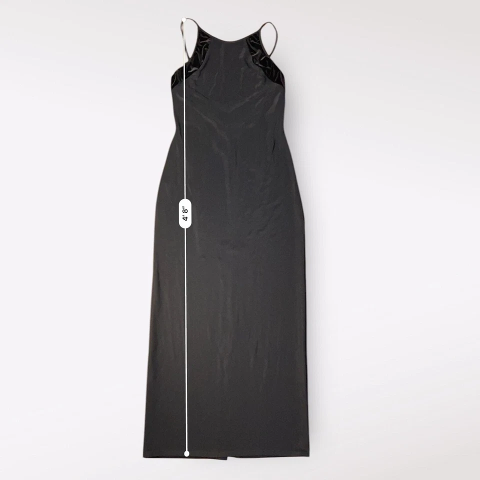 Maxi Vestido Jessica McClintock Gunne Sax Vintage Años 90 Terciopelo Talla 9/10 Negro Foto 3 de 4
