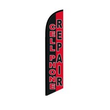 Cell Phone Repair BlackRed Swooper Flutter Feather Flag 3ft W x 11.5ft Tall