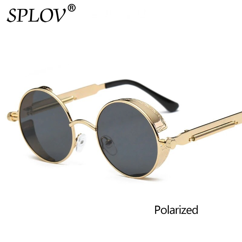 Vintage Polarized Steampunk Sunglasses Metal Round UV400  display picture 2