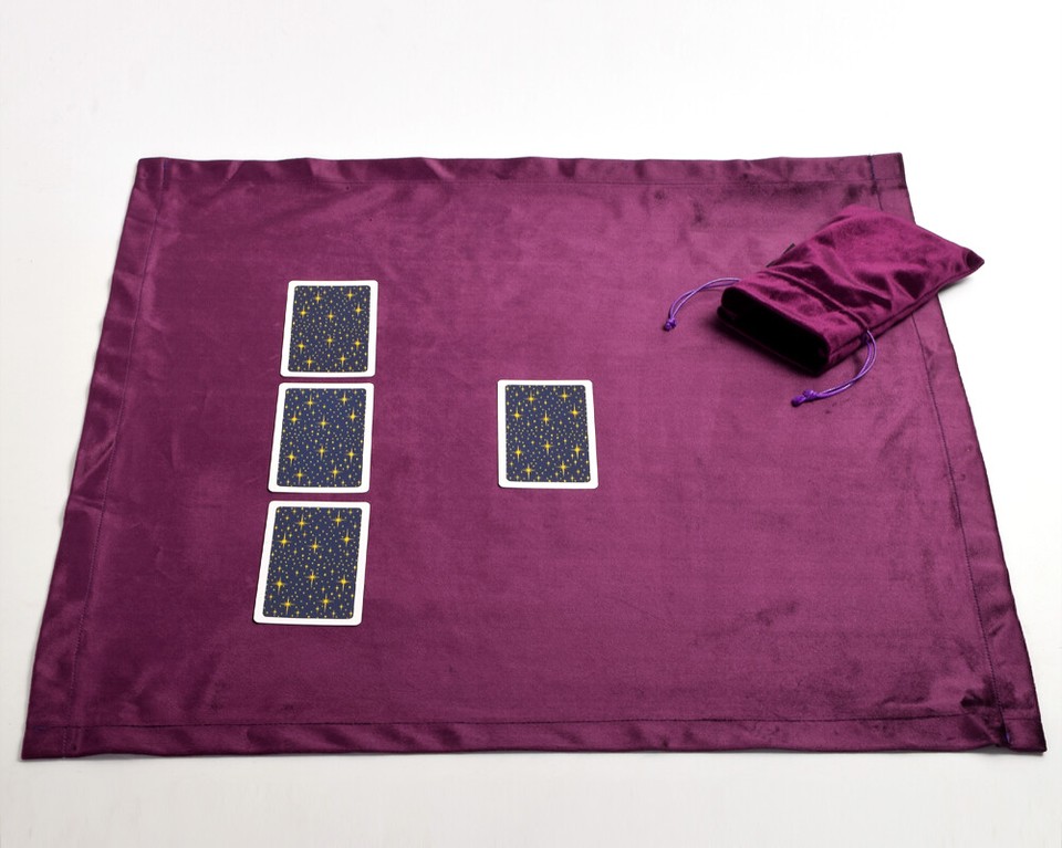 Tarot Altar Tablecloth With Storage Bag - Velvet Geometric Pattern, Wicca Divination Decor