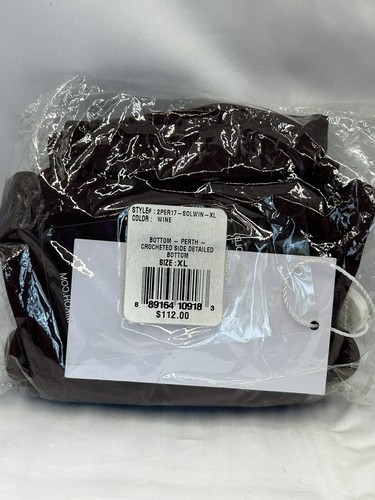 Mikoh Damen weinfarbener Perth-Bikiniunterteil gehäkelt Seiten Größe XL Neu - Bild 2 von 6