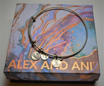 Neue Box ALEX & ANI Silvertone Anhänger Charms ENERGY 3'' Erweiterbares Armband