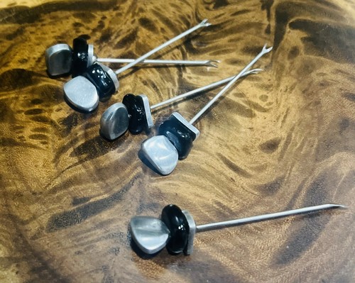 Lot Of 5 Art Deco Cocktail Appetizer Pick Black Charcuterie Olive Bakelite? MCM - Picture 5 of 13
