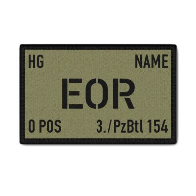 Patch 9,8x6cm EOR Dienstgrad personalisiert Blutgruppe Name Einheit #40110