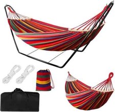 Hammock Canvas Hanging Swing Breathable 1-2 Person Camping Garden Stand
