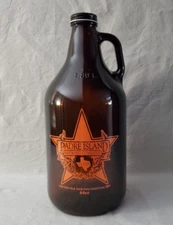 Padre Island Brewing Company 64oz Empty Beer Growler Brown Glass with cap
