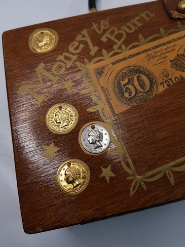 VTG Original 60s Enid COLLINS Money Burn Wooden Box Bag Purse Case Collectors - Picture 9 of 16