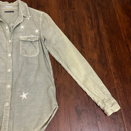 MOTHER The Trooper Shirt Womens Sz XS Green Freedom Stars Button-Down *FLAWED* - Picture 12 of 18