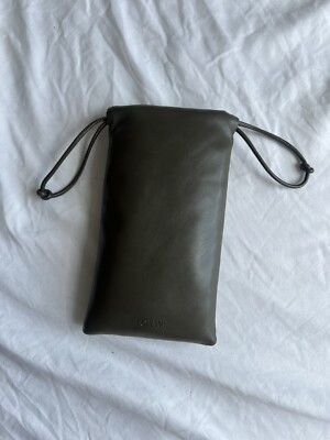 Loewe Leather Soft Pouch Puffy Sunglasses Case Eyeglasses Green With Cloth