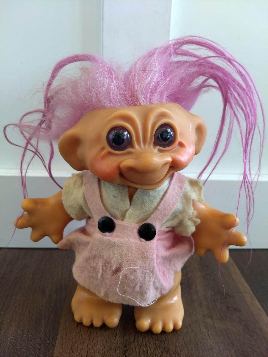 Vintage Retro Original Troll Doll Bank Pink Hair Pink Outfit Thomas Dam |  eBay