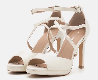 Off White High Heeled Open Toe Shoes Size Mint Condition by