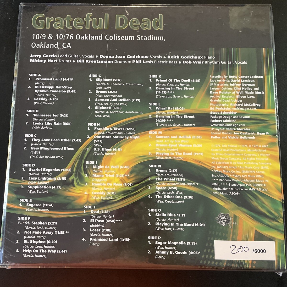 レコード コレクション RL 1001-1015 Grateful Dead Dick's Picks Vol. 33 - 10/9 & 10/10/76 Oakland, CA