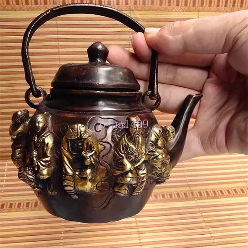 Pure Copper Auspiciou Ornaments Red Copper Gilded Eight Immortals Pot Copper Pot - Afbeelding 1 van 6