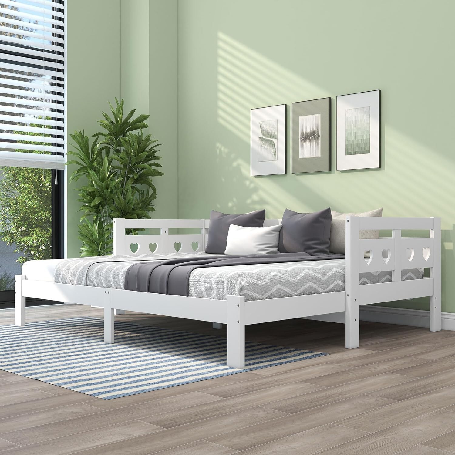 Merax Daybed Cabin Bed Versatile Heart-Shaped Daybed Cabin Bed with Trundle - 3FT Single Sofa Guest Bed for Living Room and Bedroom - 90x190 cm - White (Without Mattress) 29 Merax Daybed Cabin Bed Versatile Heart-Shaped Daybed Cabin Bed White 90x190 cm