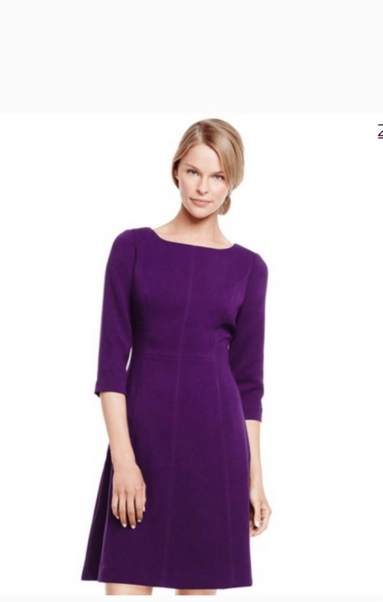 vince camuto a-line dress A Line Dress, Purple, 3/4 Sleeve, EUC, Sz. 8 Color:Black Color Black Tie Wedding Dresses 398 line shape give this