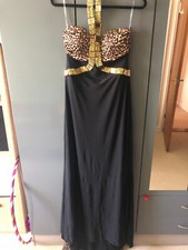 Woman black sleeveless encrusted maxi dress size L(12/14)