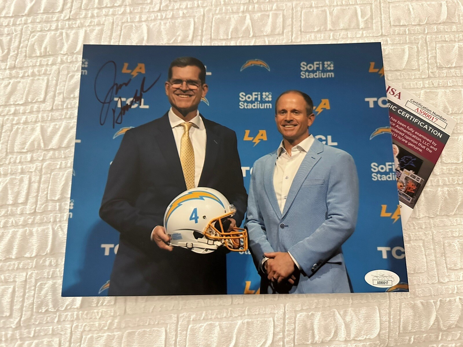 Jim Harbaugh Signed 8 X 10 Photo San Diego Chargers JSA Authentication COA 