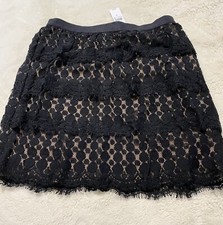 Ann Taylor Loft Women s Lace Tired Pencil Skirt Size 4 Black Tan Lined BNWT 98