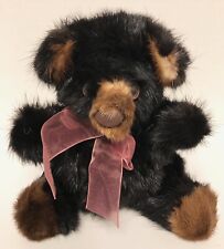 Vintage Genuine Real MINK BEAR 6" Plush Black Brown Teddy Stuffed Toy J9