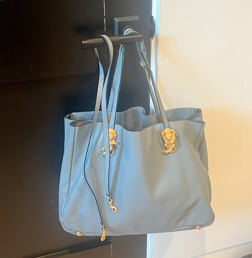 VALENTINO LIGHT BLUE Natural Monkey Tote Bag Crossbody | eBay