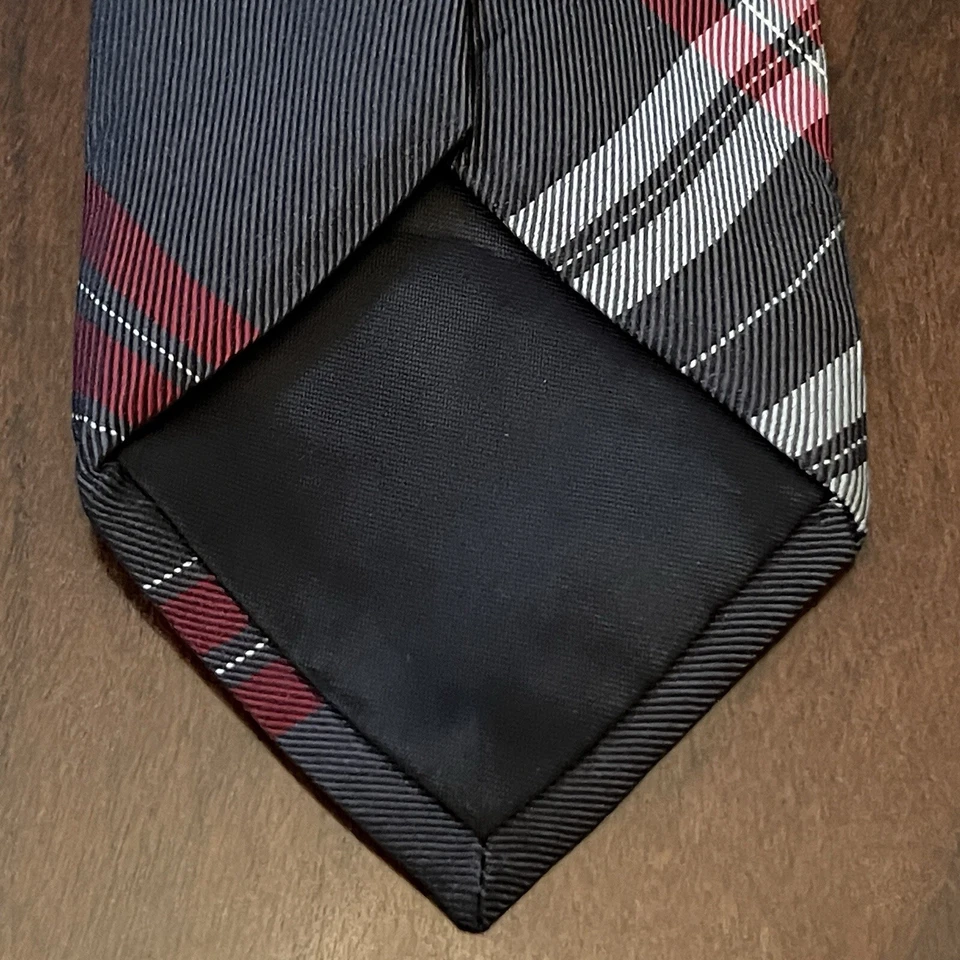 Corbata de cuello vintage estructura gris roja 100 % seda para hombre hecha en China Foto 2 de 4