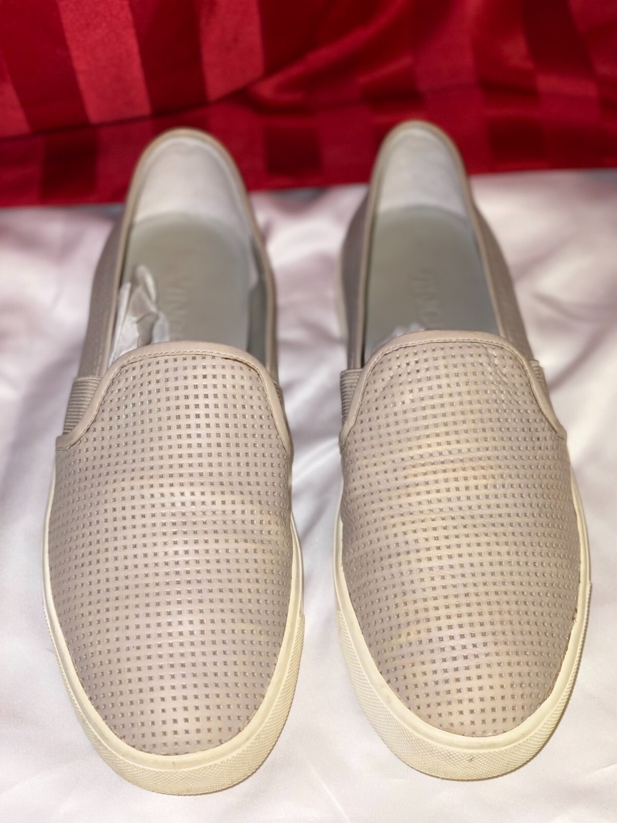 Vince Blair White Perforated Slip On Sneakers GRAY Size us  display picture 1