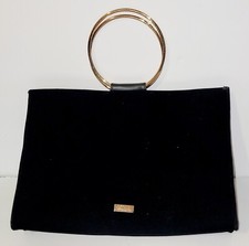 Good Girl Carolina Herrera Black Velvet Gold Circle Handle Large Bag