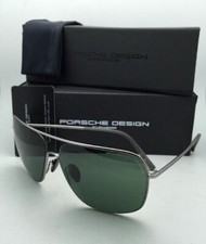 New PORSCHE DESIGN Aviator Sunglasses P'8607 C 63-13 Gunmetal Frame w/Green Lens