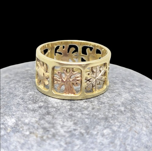 Handcrafted 14K Tri Gold Four Seasons Band Ring - Picture 7 of 8
