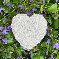 Herz Dekoherz Rosenherz Steinguss 12Cm, Auch Grabschmuck Grabherz Natur 730G