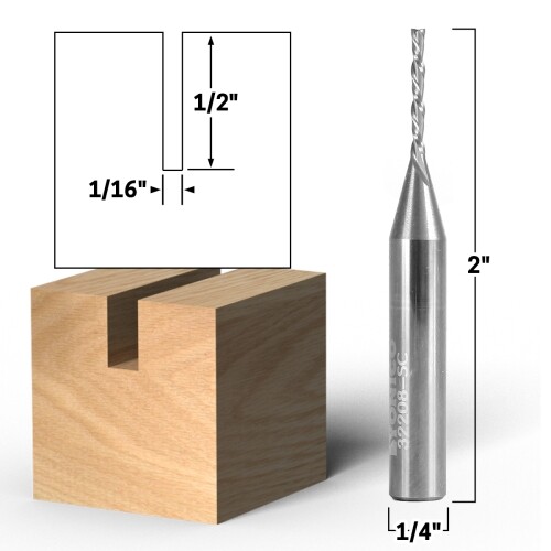 1/16 Zoll Durchmesser Downcut Spiralschaftfräser CNC Router Bit - 1/4 Zoll Schaft - Yonico 32208-SC - Bild 1 von 1