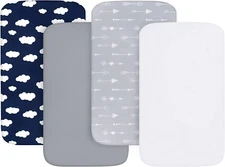 Bassinet Fitted Sheets Fit Various Rectangle Cradles/Bassinet Mattress 4 Pack