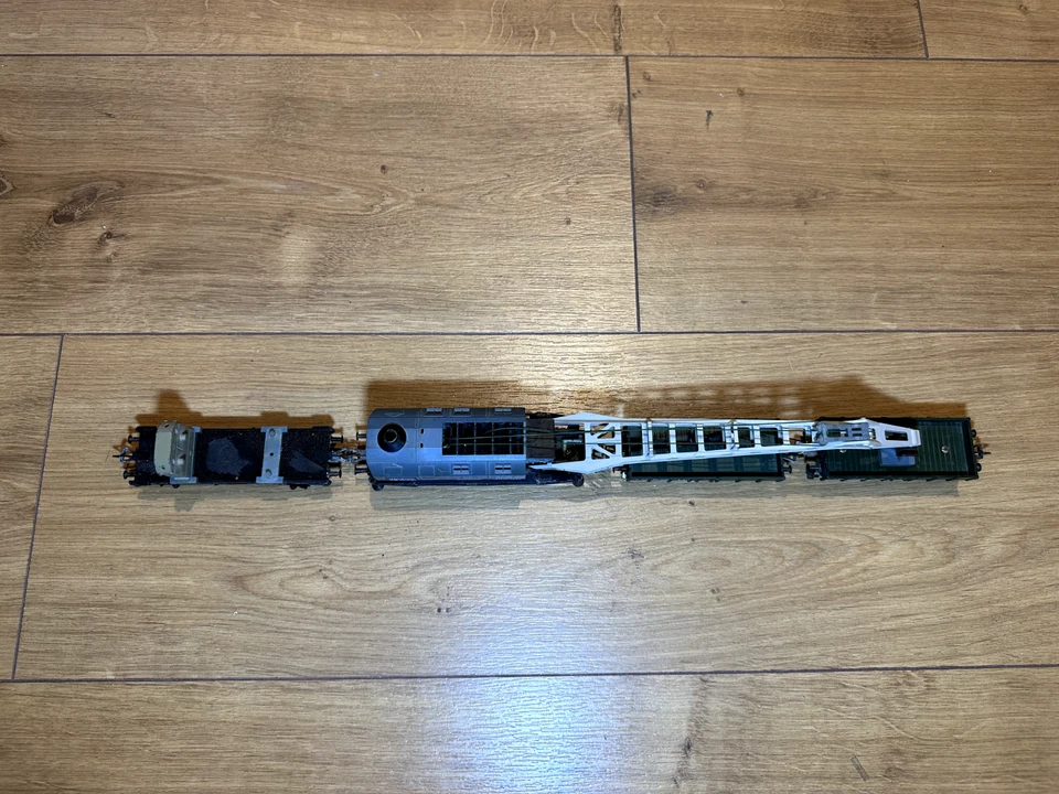 Fleischmann H0 5595, 5202, 5201, 1496 Crane, Sidecar, 2 freight car, DC, DB - Image 2 of 4